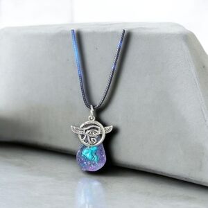 Winged Eye Of Horus Genuine Turquoise Pendant Necklace